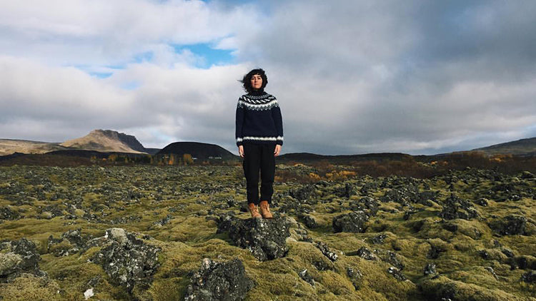 Handmade Icelandic Sweater Loose Couple Black Vintage Men's Fair Isle Sweater Wool Thick Yarn Japanese Style Knitted Cardigan