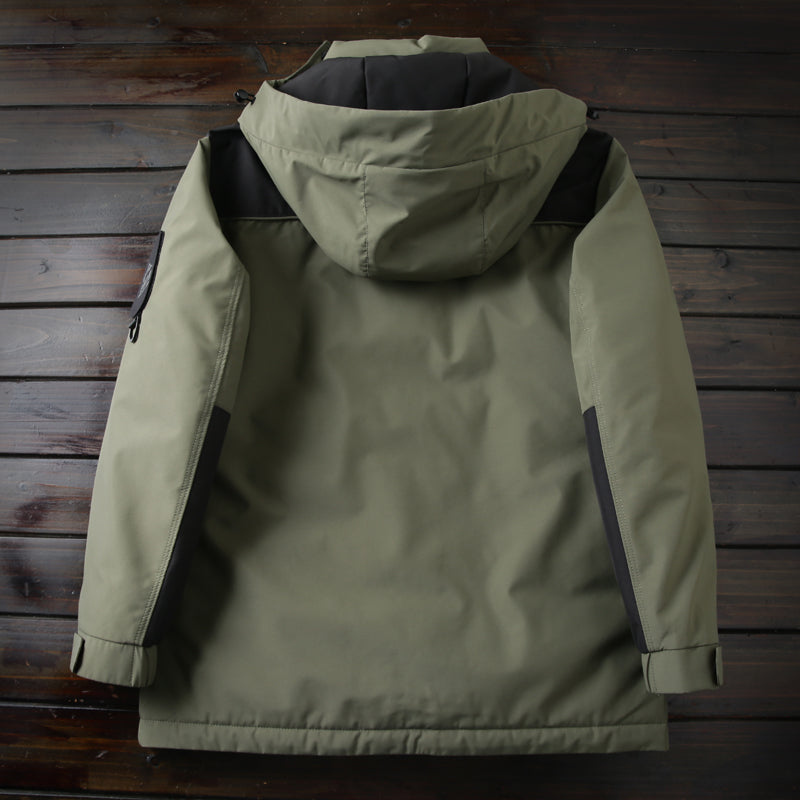 Men's Winter Outdoor 700 Fill Power Down Jacket - Windproof Waterproof Hooded Mid-Length Cold-Resistant Coat