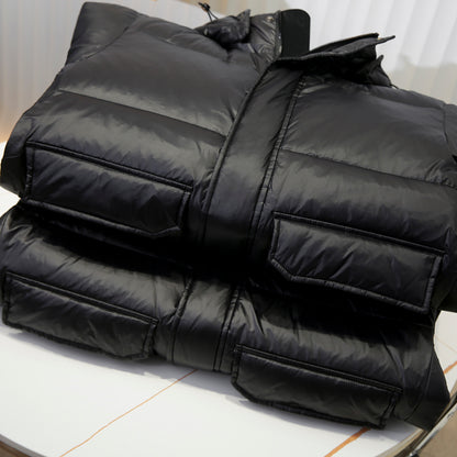 High-Fill 90% Goose-Down Mid-Length Puffer Jacket – Hooded & Cold-Resistant (Plus Sizes Available)