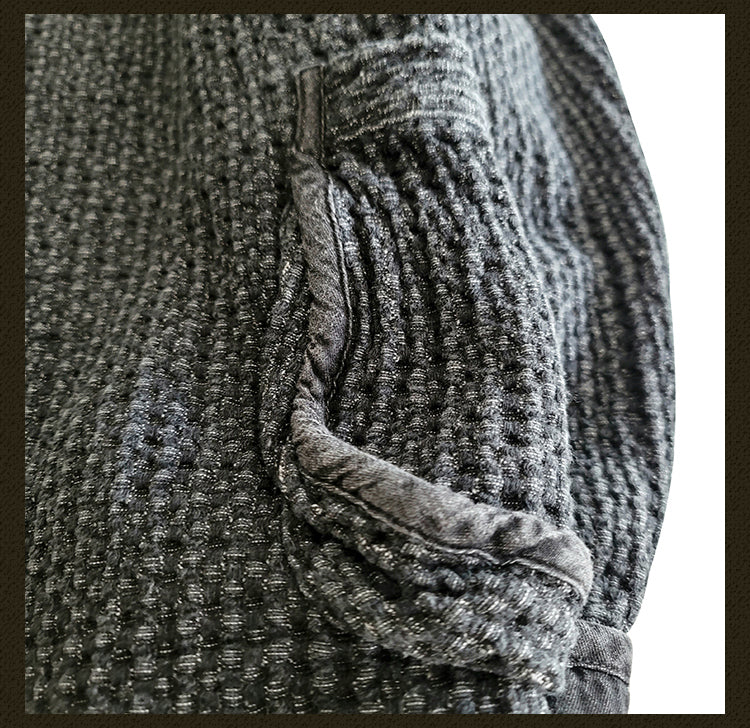 Washed Black Tie-Dye Oversized Shirt Jacket Loose Casual Khaki Vintage