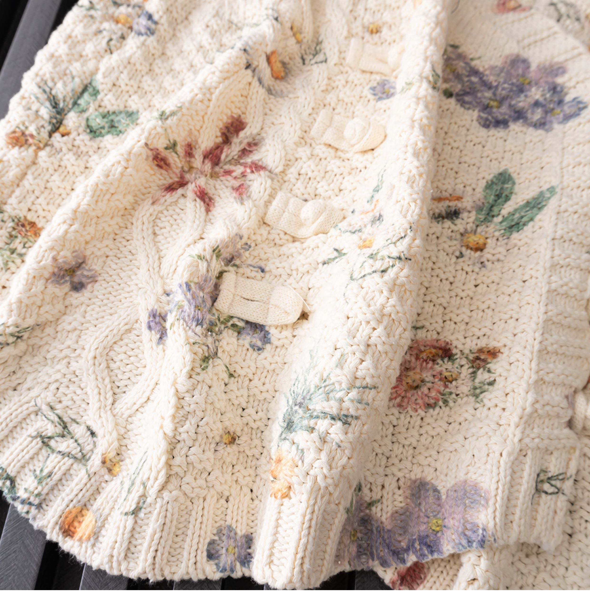 Mori Girl Floral Knitted Sweater Vest – Retro Button Sleeveless Knit