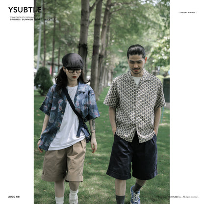 Retro Cuban-Collar Hawaiian Print Shirt – Cotton-Linen Short Sleeve (Unisex)