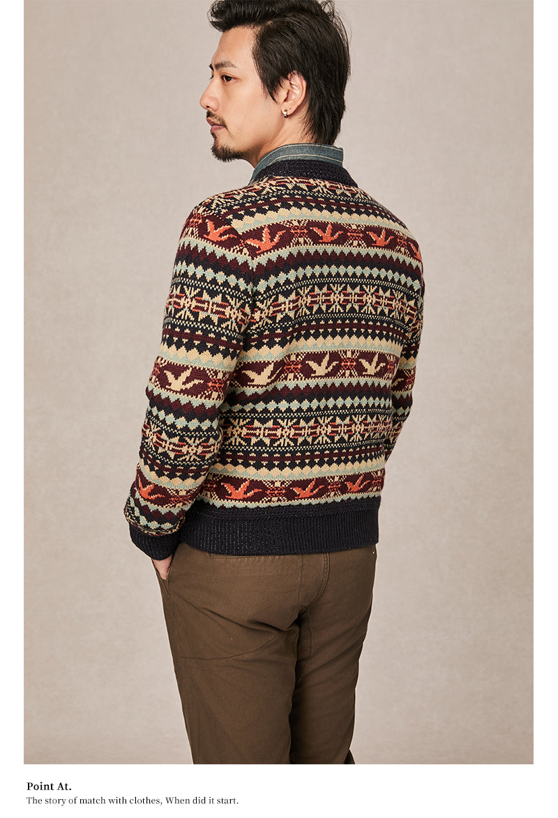 Scandinavian-British Retro Fair Isle Sweater – Loose Wool/Cashmere Blend (Unisex)