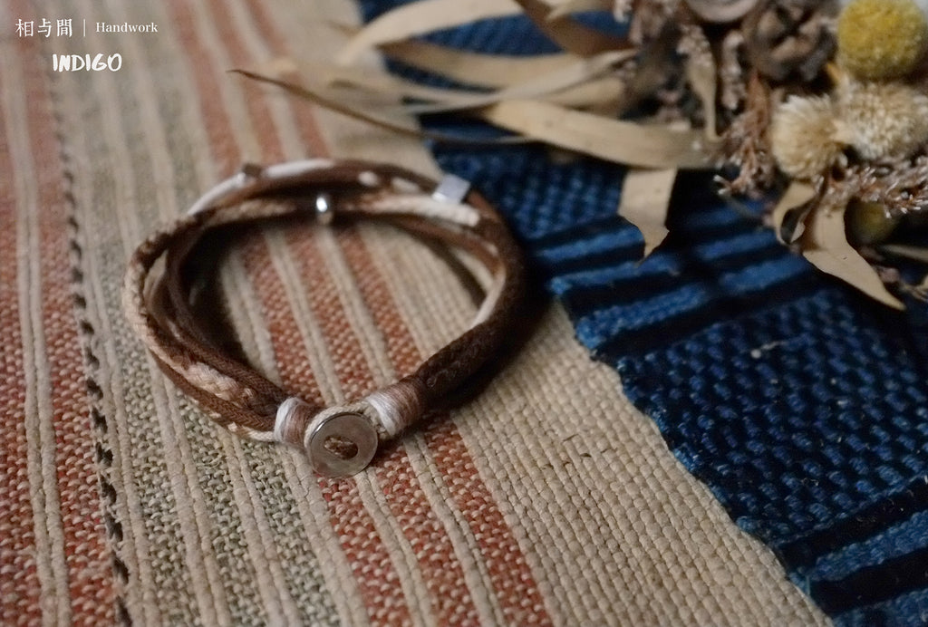 Original Design Multi-Layer Plant Dyed Cotton and Linen Handmade Bracelet 925 Silver Niche Tie-Dye Couple Bracelets