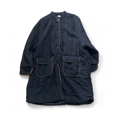 Long Padded Coat – Contrast Trim & Flap Pockets | Yamalinclothes