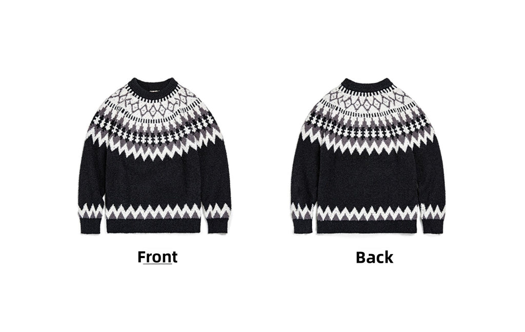 Madden Workwear Retro Icelandic Fair Isle Wool Sweater – Crew Neck, Autumn Weight (Men)