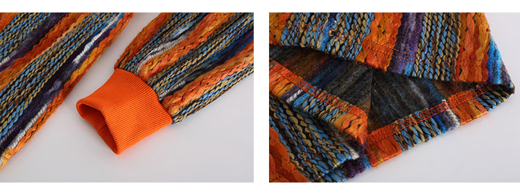 Colorful Striped Lazy Pullover Sweater – Thickened Crew-Neck Loose Fit (Women)