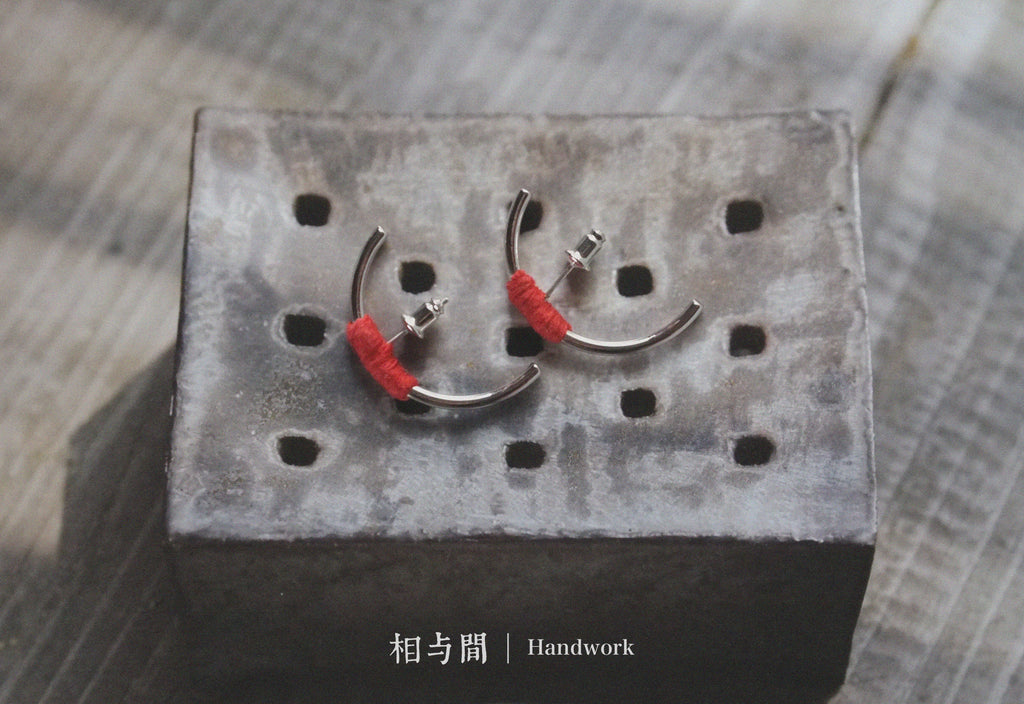 Original New Year Red Plant-Dyed Earrings Handmade Geometric Niche Personality Ear Jewelry 925 Silver Ear Studs