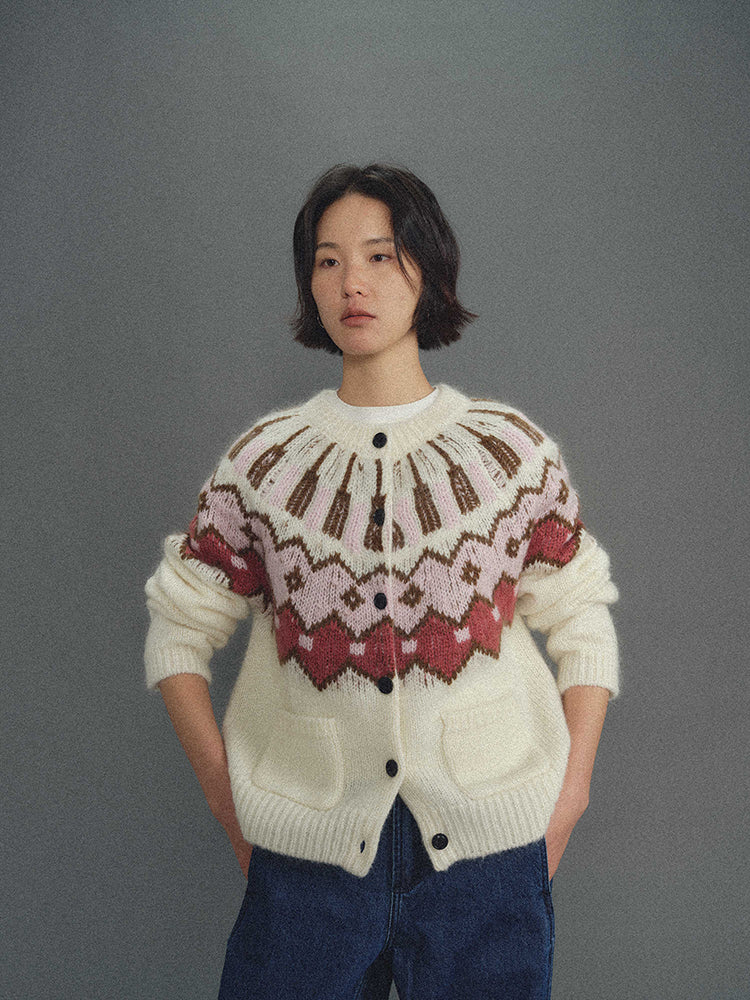 Shyshy Two Colors Choose Your Price Mohair Raw Materials Hand-Painted Design Sense Fairisland Sweater Cardigan Wool Top