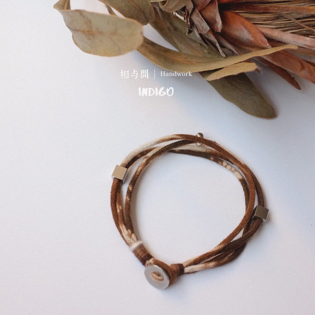 Original Design Multi-Layer Plant Dyed Cotton and Linen Handmade Bracelet 925 Silver Niche Tie-Dye Couple Bracelets
