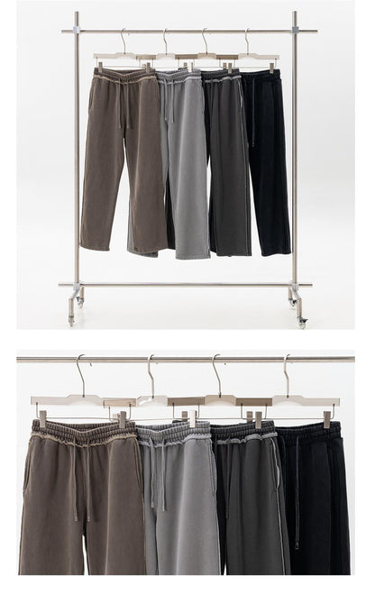 Heavyweight Fleece Washed Straight Sweatpants – Loose Casual American Style