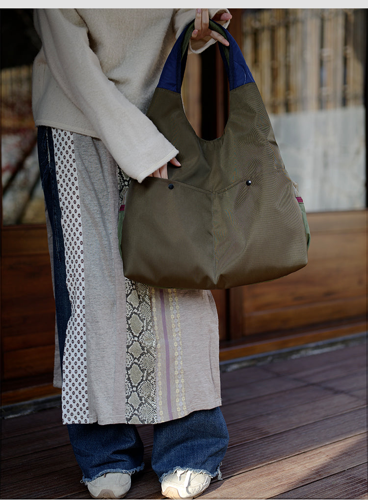 Original 2025 Spring New Retro Patchwork Design Single Shoulder Handbag Large Capacity Commuter Bag