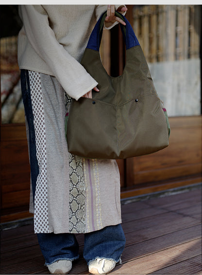 Original 2025 Spring New Retro Patchwork Design Single Shoulder Handbag Large Capacity Commuter Bag