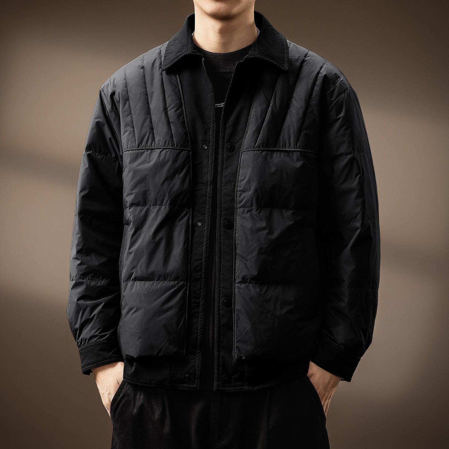 Men's 2025 Japanese Trendy Down Jacket - Solid Color Lapel Lightweight Loose Casual Youth Versatile Coat