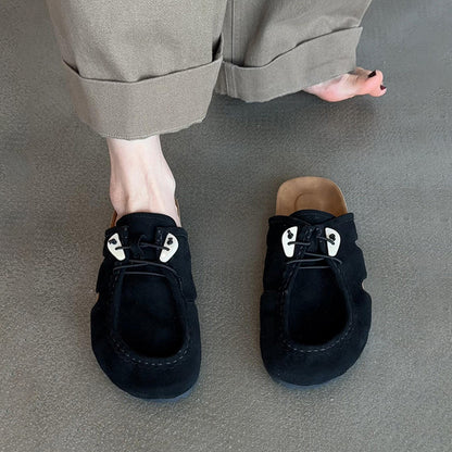 Women's Retro Birkenstock Shoes - Sheepskin Thick-Soled Flat Genuine Leather Suede Slip-On Shoes