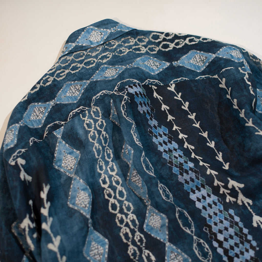 Vintage Printed Tencel-Ramie Shirt – Ultra-Thin Long Sleeve Loose Fit (Unisex)