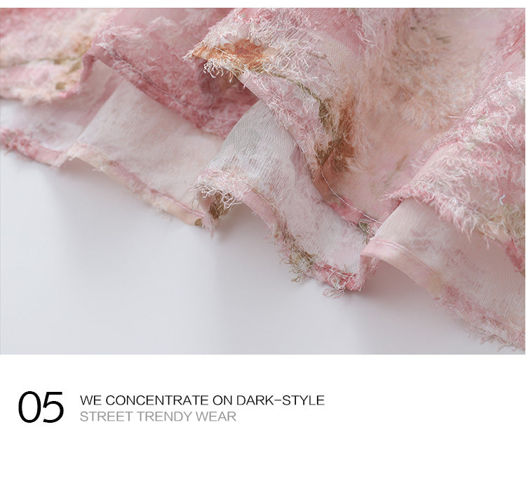 Lazy Style Tassel Butterfly Full Print Short Sleeve Shirt for Men Summer Design Sense Niche Beach Floral Shirt