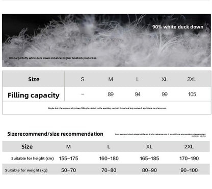 American Retro Basic Stand Collar Workwear Down Jacket for Men Winter Versatile Couple White Duck Down Coat
