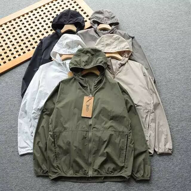 American Style Summer Hooded Sun Protection Jacket Versatile Breathable Unisex Lightweight Trendy Coat with a Sense of Design