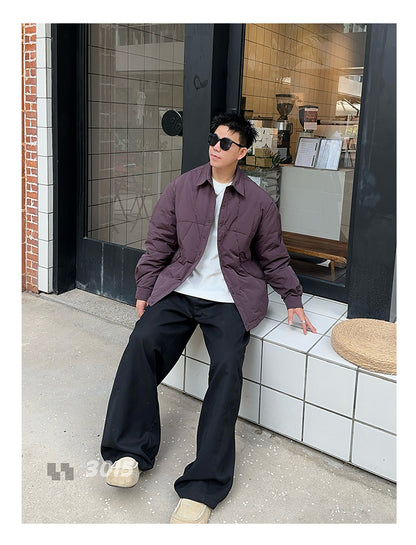 Men's 2025 Japanese Trendy Down Jacket - Solid Color Lapel Lightweight Loose Casual Youth Versatile Coat