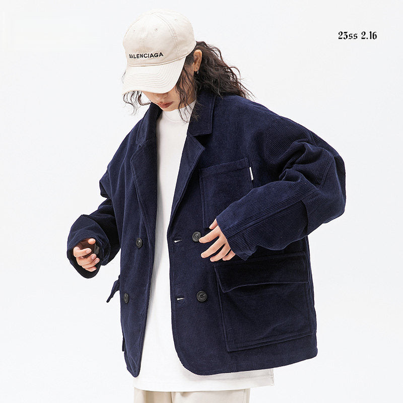 Hold Color American City Boy Corduroy Suit - Multi-Pocket Blazer (Unisex)