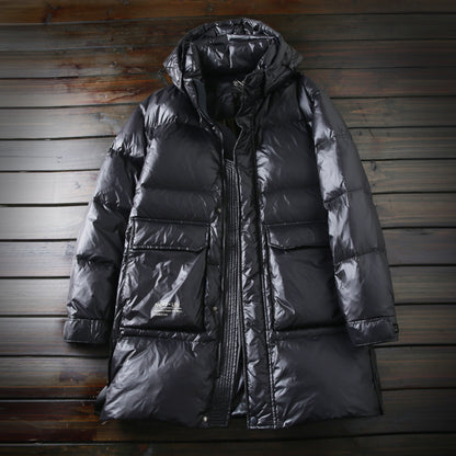 High-Fill 90% Goose-Down Mid-Length Puffer Jacket – Hooded & Cold-Resistant (Plus Sizes Available)