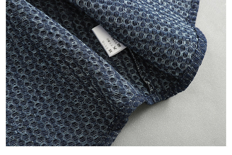 Japanese Retro Lattice Texture Denim Shirt - Loose Casual Lapel Shirt (Men)