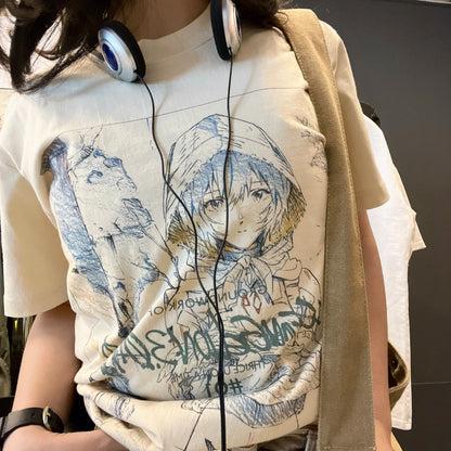 260G Heavyweight! Graffiti Creative Versatile Short Sleeve T-Shirt High-End Feel Unisex Loose Fit
