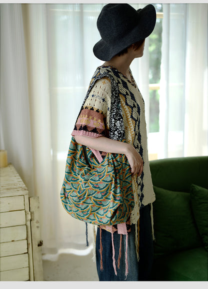 Original Spring Summer New Print Large Capacity Retro Shoulder Bag Fashion Crossbody Lightweight Tote Bag