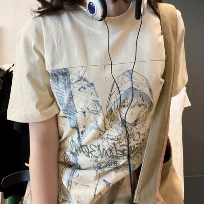 260G Heavyweight! Graffiti Creative Versatile Short Sleeve T-Shirt High-End Feel Unisex Loose Fit