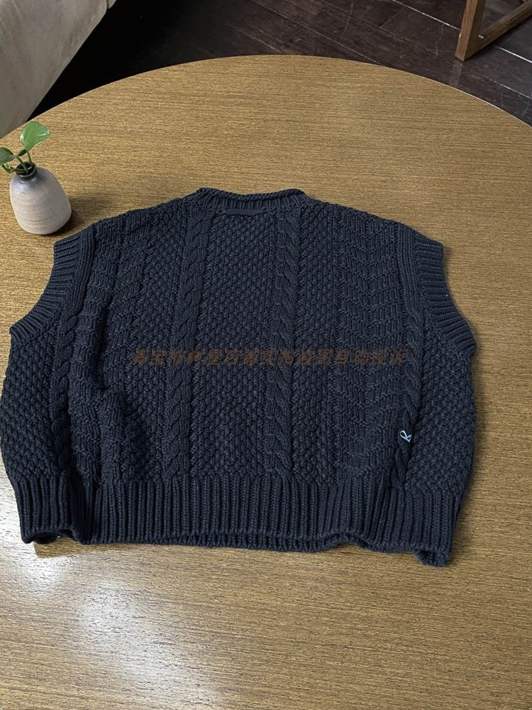 Women's Autumn Winter Fair Isle Crochet Vest - Japanese Nordic Style Sleeveless Knitted Waistcoat