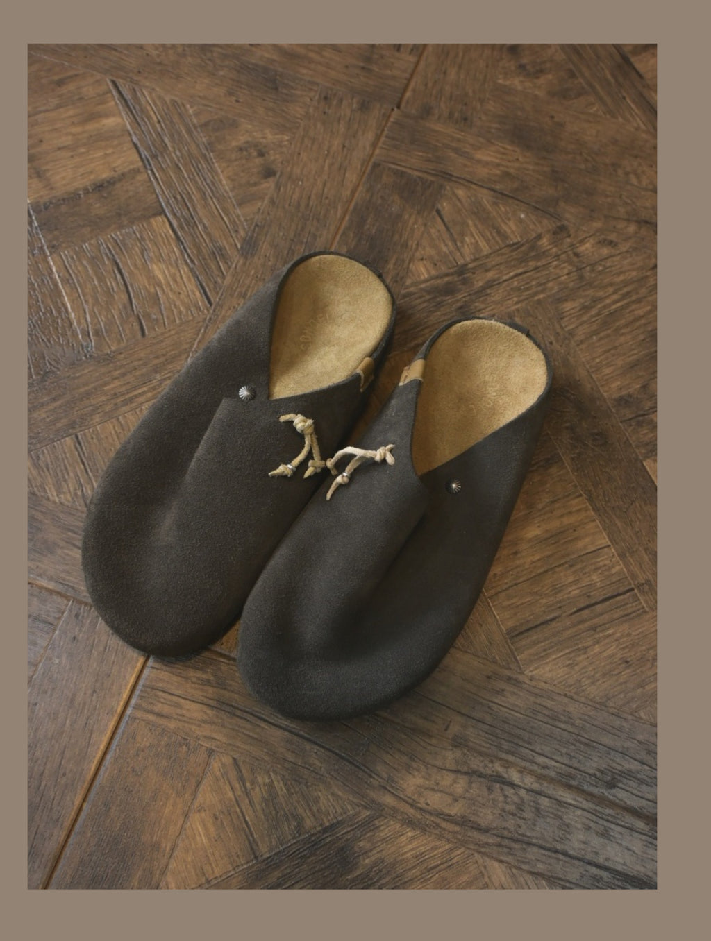 Sonofloong Retro Genuine Leather Mules - Silver Buckle Thick-Soled Cork Birkenstock Style