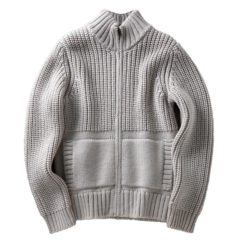 Italian Pure Wool Stand-Collar Cardigan – 100% Heavyweight Knit Sweater Jacket for Autumn/Winter