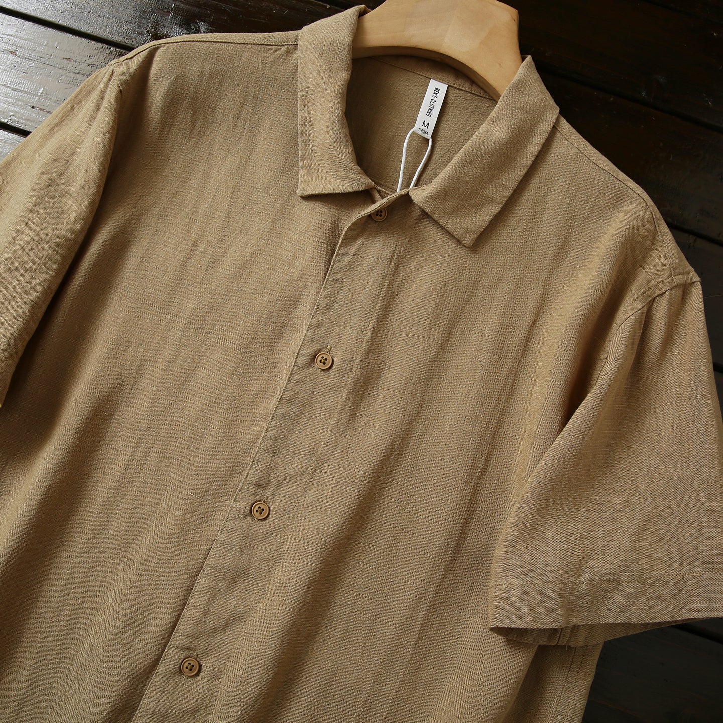 Cool Antibacterial Linen/Lyocell Men's Summer Turn-down Collar Loose Casual Short Sleeve Shirt Top