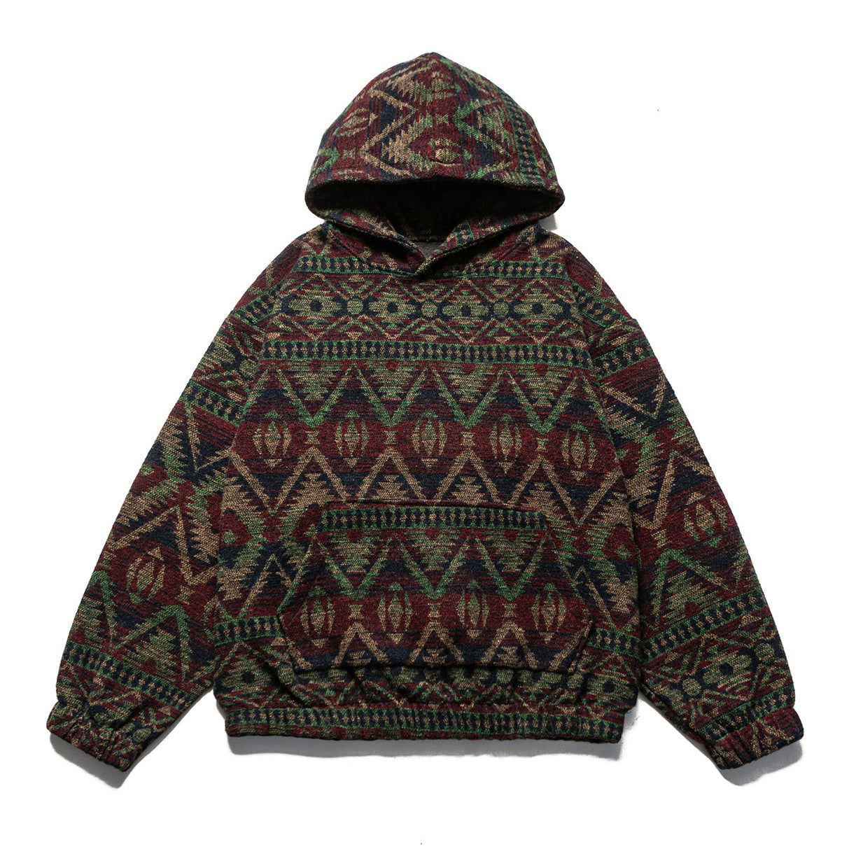 Retro Ethnic Color-Block Heavyweight Hoodie – National Trend Unisex Streetwear