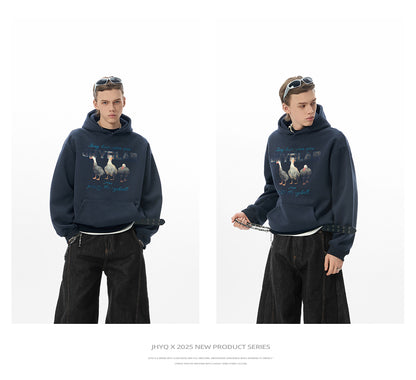 “Good Luck” Duck Hoodie – Oversized Streetwear Couple Style in a Relaxed American Cut