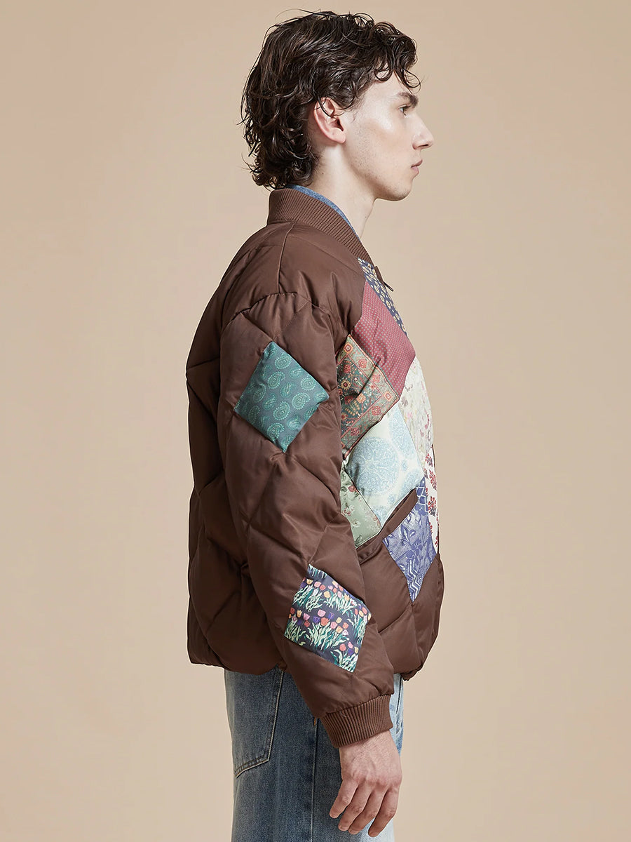 retro Ethnic Style Diamond Patchwork Cotton Jacket