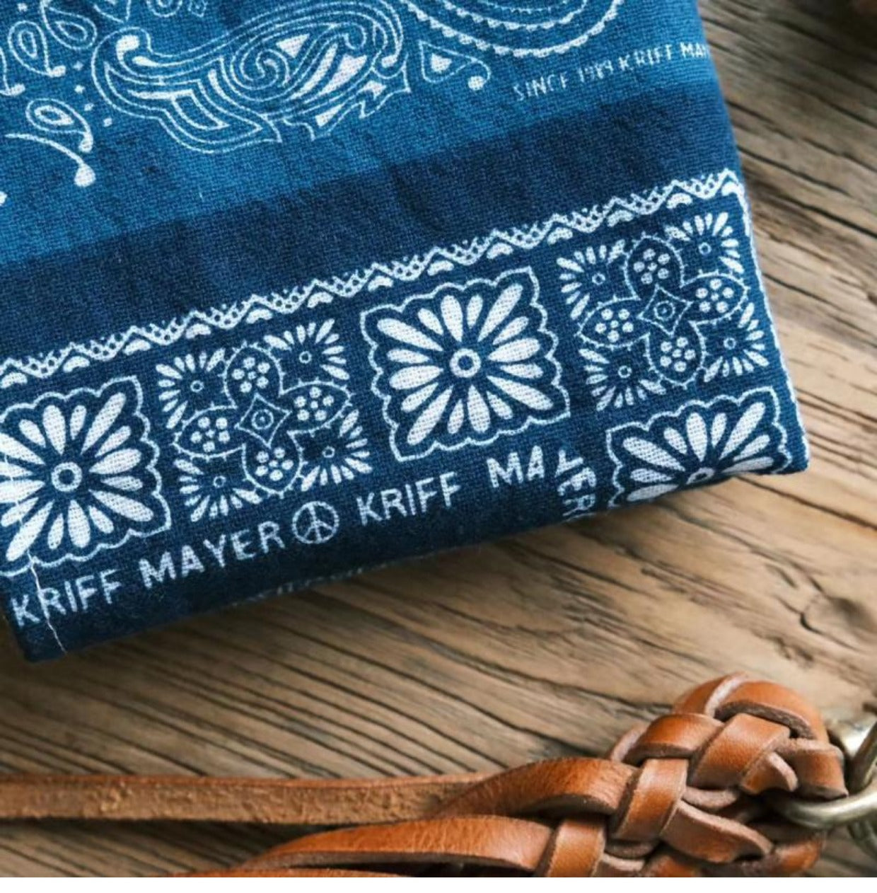 Cashew Flower Patchwork Baijia Cloth Printed Washed Blue Dyed Indigo Square Scarf Handkerchief Headscarf American Retro Motorcycle