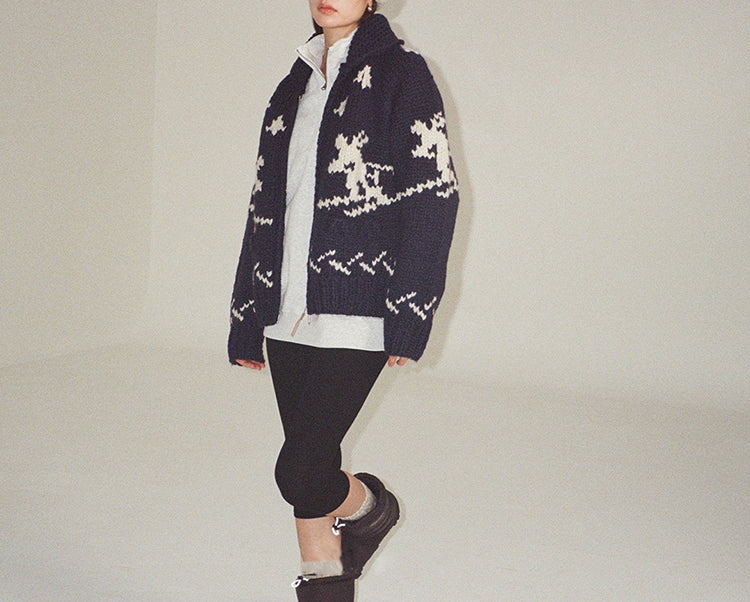 Handmade Wool Zipper Knit Sweater Coat