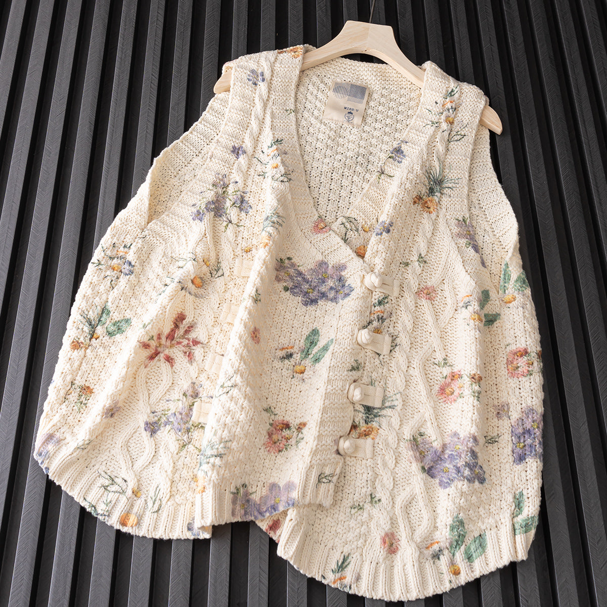 Mori Girl Floral Knitted Sweater Vest – Retro Button Sleeveless Knit