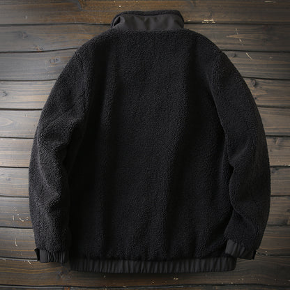 Men's Plus Size Stand Collar Down Jacket - Export Overstock Thickened Lamb Wool Particle Fleece Winter Coat