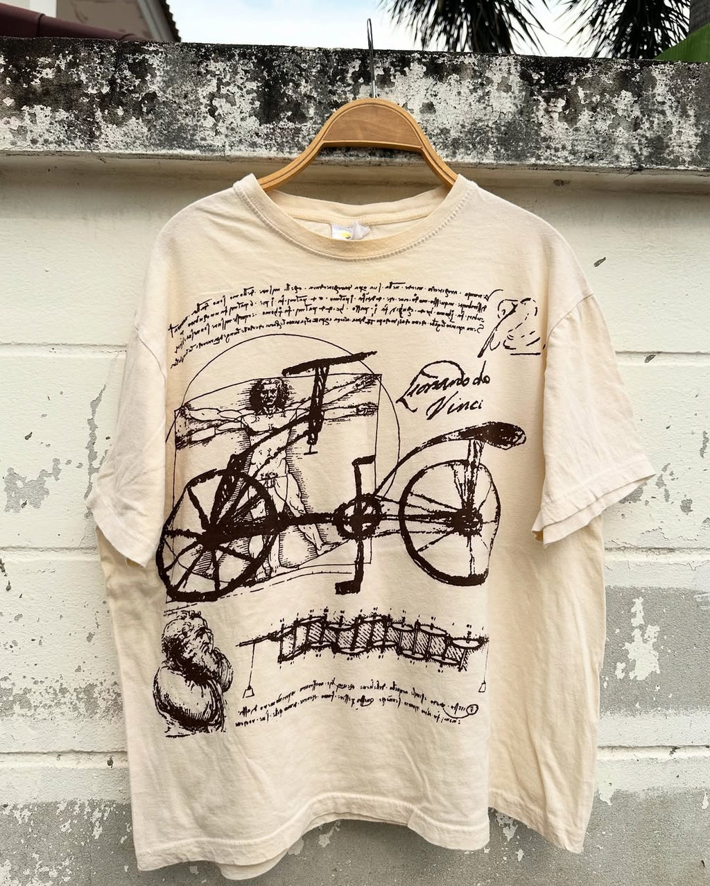 Autismss Treasure House Recommended Goods! Bicycle Line Drawing Apricot Couple Outfit Youth Student Short Sleeve T-Shirt