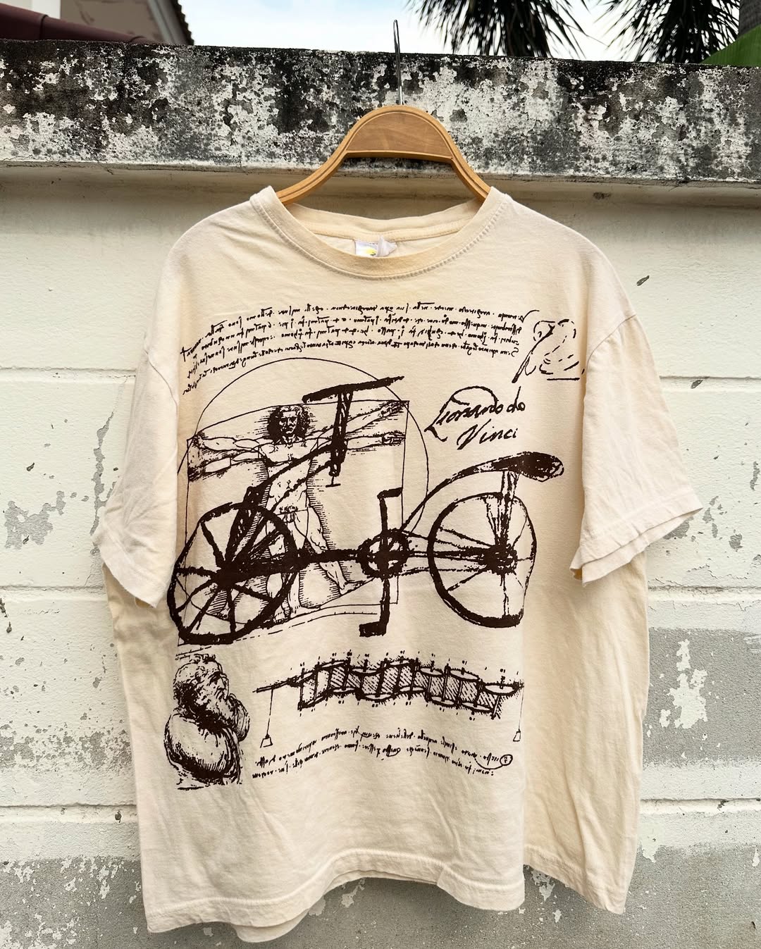 Autismss Treasure House Recommended Goods! Bicycle Line Drawing Apricot Couple Outfit Youth Student Short Sleeve T-Shirt