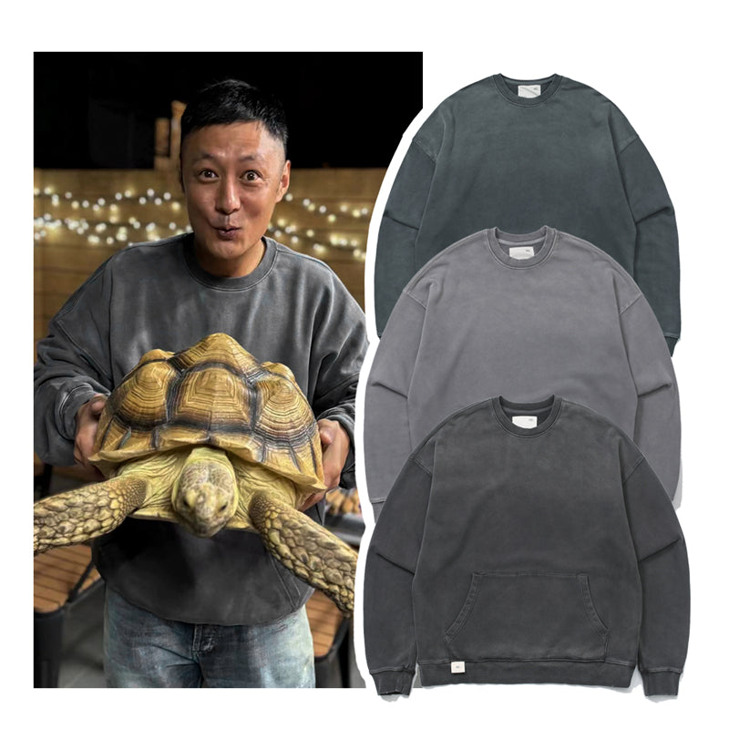 Washed Vintage Heavyweight Crewneck Sweatshirt Retro