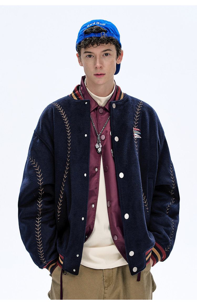 BJHG Quilted Baseball Jacket - American Style Color-Block Winter Coat (Unisex)