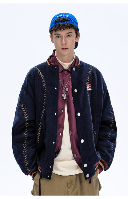BJHG Quilted Baseball Jacket - American Style Color-Block Winter Coat (Unisex)