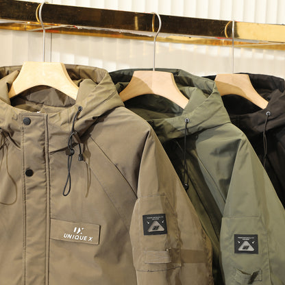 Men's Plus Size Cold-Resistant Hooded Cotton Jacket - Winter Thickened Windproof Warm Export Overstock Workwear Coat