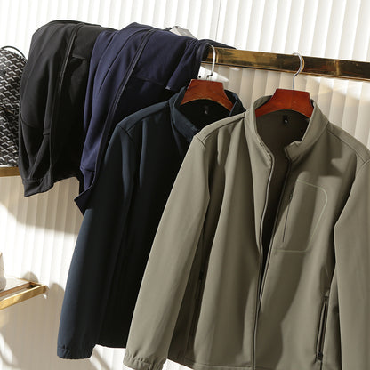 Men's Plus Size European American Style Soft Shell Jacket - Autumn Winter Windproof Waterproof Fleece Coat