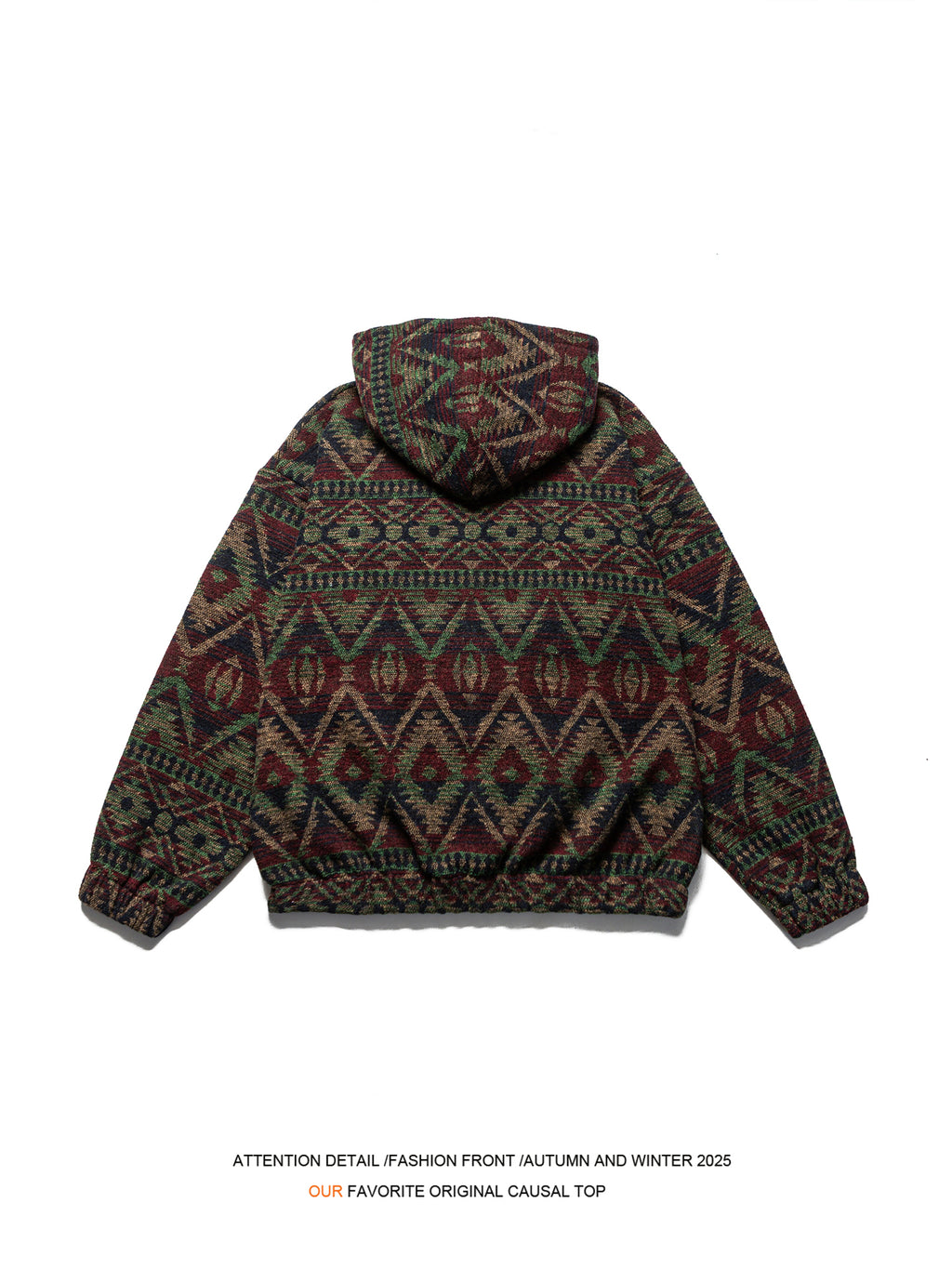 Retro Ethnic Color-Block Heavyweight Hoodie – National Trend Unisex Streetwear