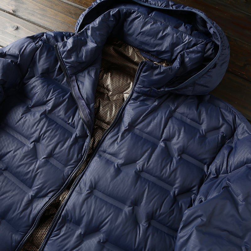 Men's Plus Size Hooded Down Jacket - Export Overstock Fully Glued Filled Lightweight Warm Autumn Winter Coat